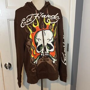 Ed Hardy FIRE SKULL PULLOVER HOODIE
